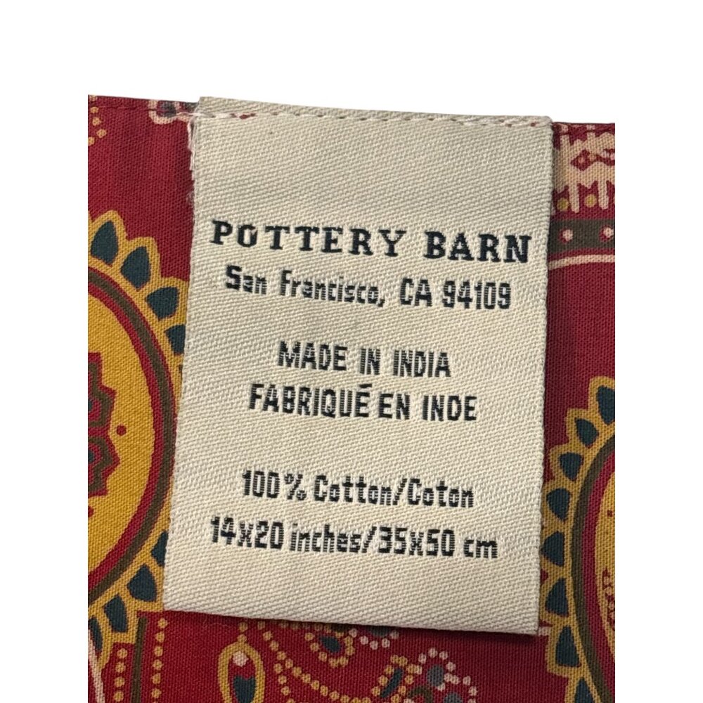 Pottery Barn Red Paisley Cotton Placemats Set of 6 Boho Dining Table Decor - Picture 4 of 5